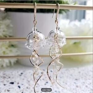Clear Jellyfish Glass Earrings – Minimalist Sea Life Jewelry